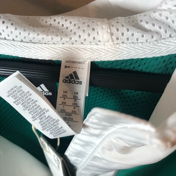 New Adidas Mens Blue/Green Hood Windbreaker Jacket - Picture 8 of 8